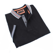 Black Polo With Contrasting Trim And Collar Polos EightX