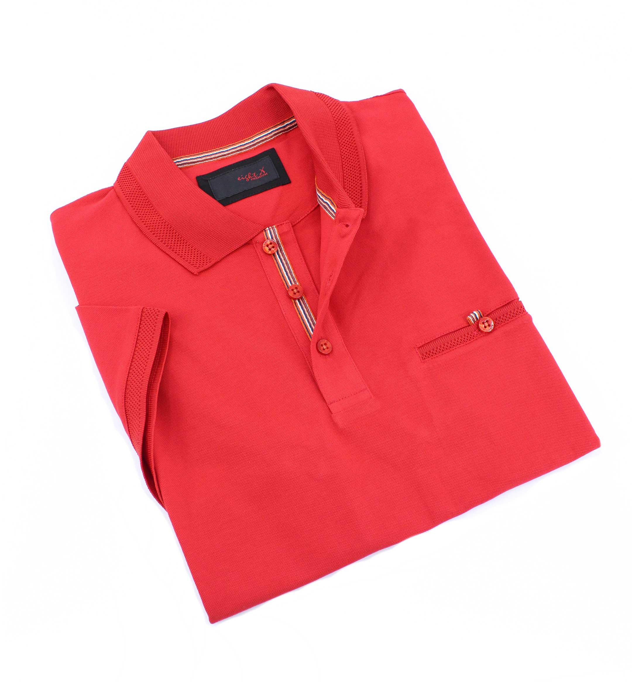 Red Pocket Polo Polos EightX
