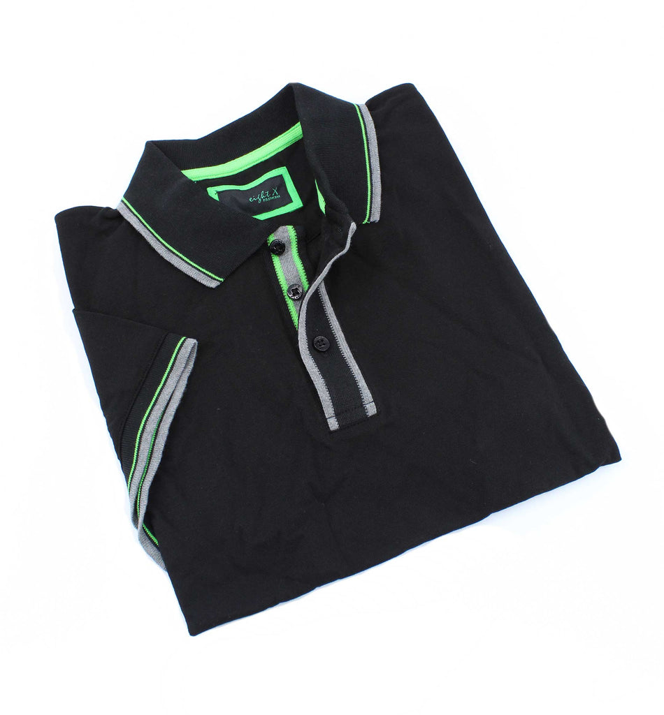 Black Polo With Gray And Green Trim Polos EightX   