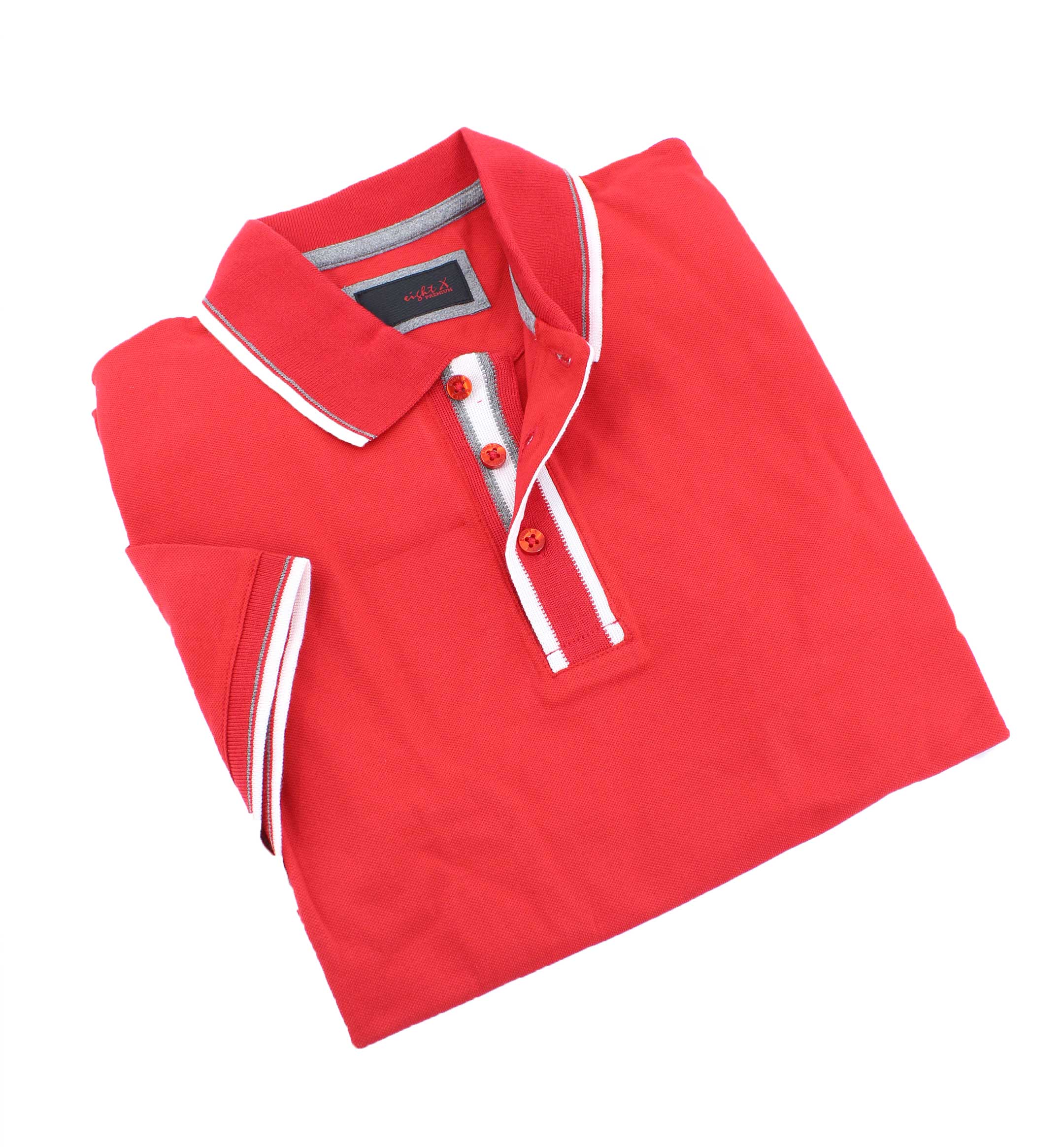 Red Polo With White Trim Polos EightX