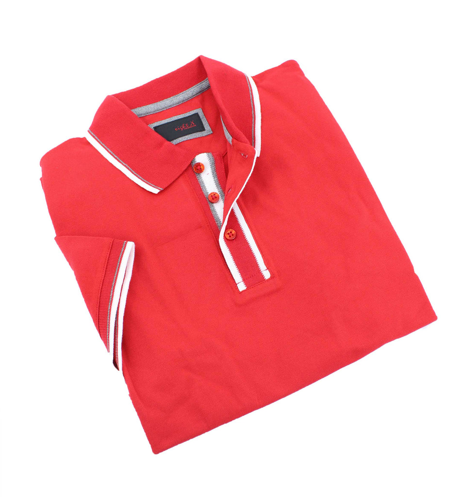 Red Polo With White Trim Polos EightX   
