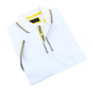 White Polo With Gray And Yellow Trim Polos EightX