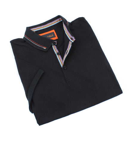 Black Polo With Colorful Trim Polos EightX