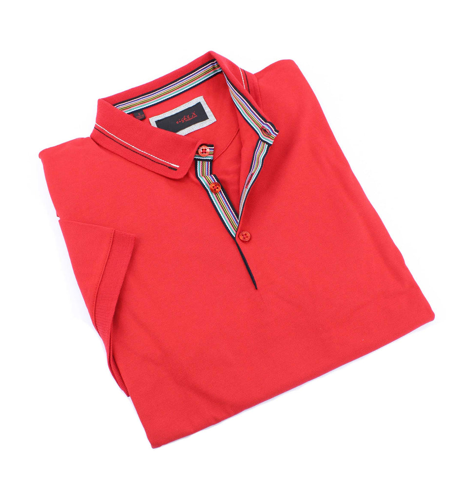 Red Polo With Colorful Trim Polos EightX   