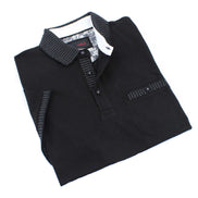Black Pocket Polo With Dot Trim Polos EightX