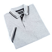 Grey Polo With White And Black Trim Polos EightX