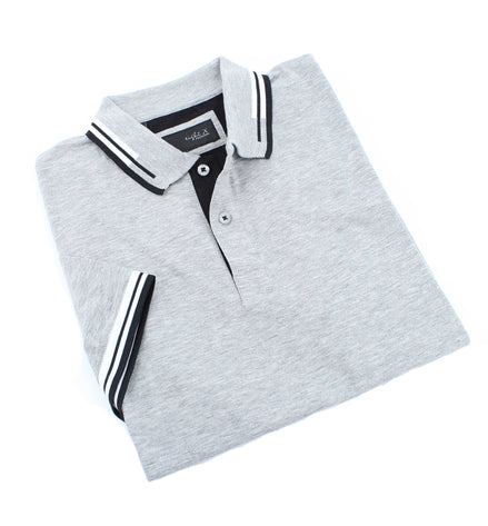Grey Polo With White And Black Trim Polos EightX