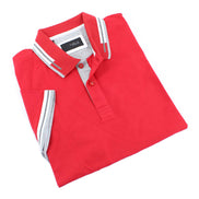 Red Polo With White And Grey Trim Polos EightX