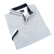 Grey Polo With White And Black Stripe Trim Polos EightX