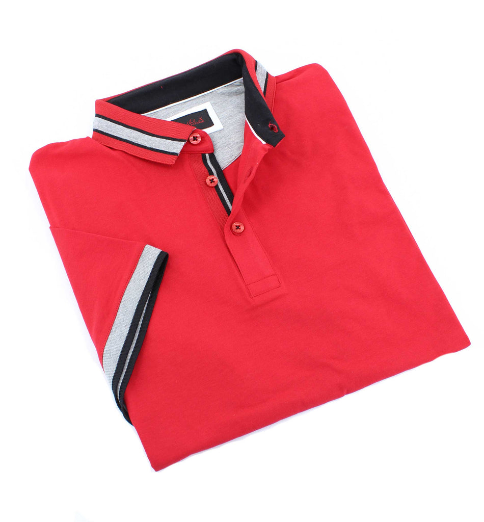 Red Polo With Gray And Black Trim #T-7002 Polos EightX   