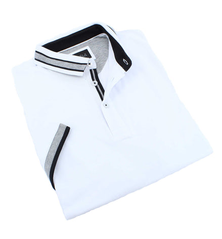 White Polo With Grey And Black Trim Polos EightX
