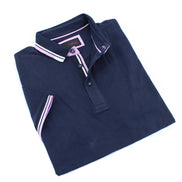 Navy Polo With White And Pink Trim Polos EightX