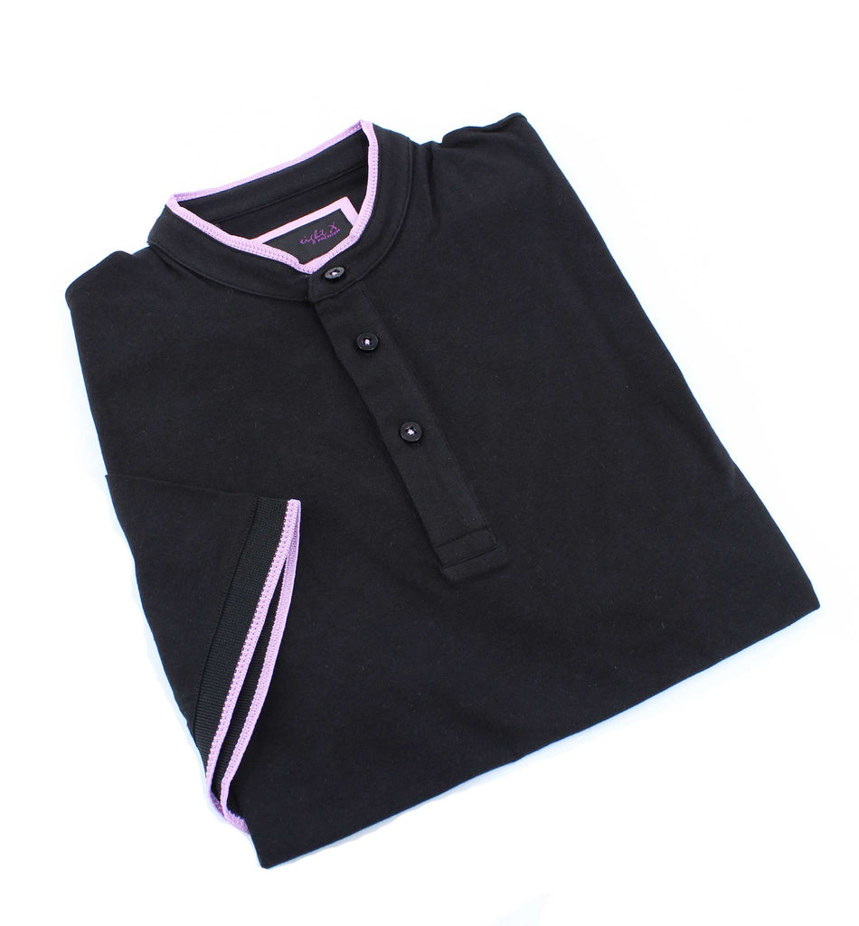 Modern Henley In Black Polos EightX   