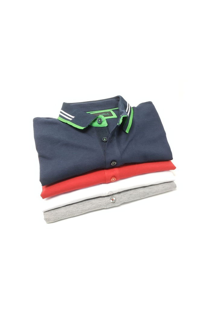 Navy Polo With White And Green Trim Polos EightX   