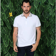 White Polo With Black And Yellow Trim Polos EightX