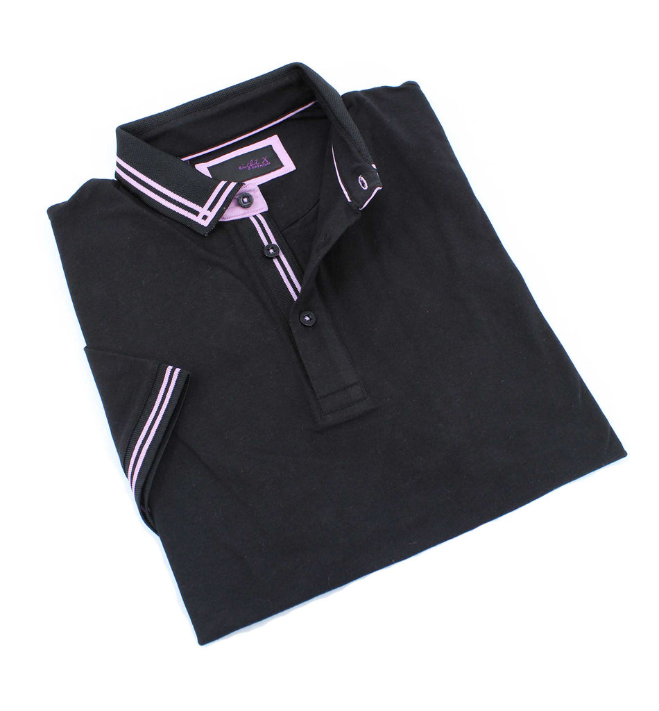 Black Polo With Pink Trim Design Polos EightX   
