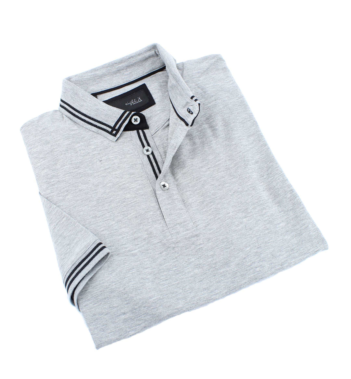 Grey Polo With Black Trim Polos EightX