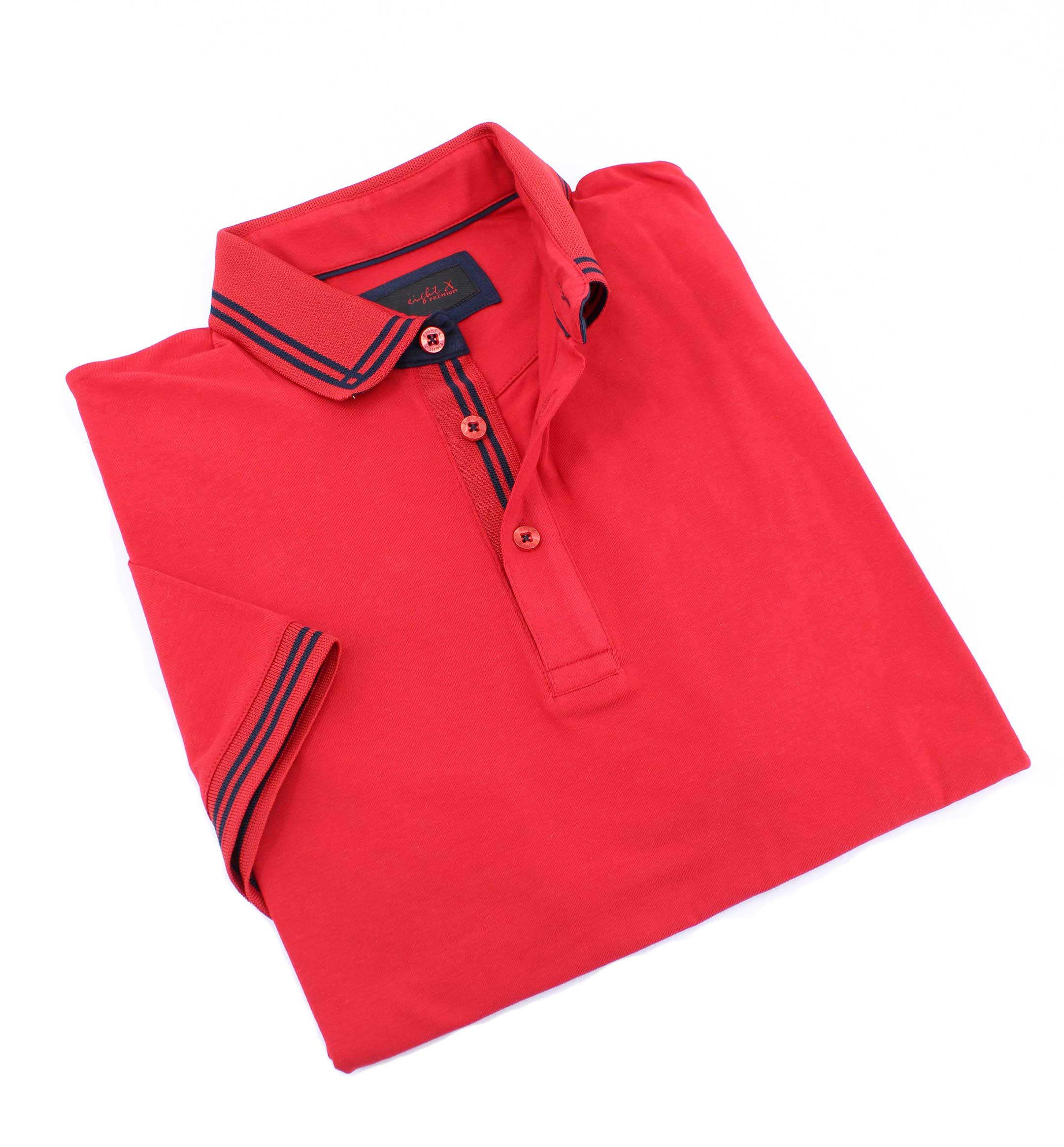 Red Polo With Black Trim Polos EightX