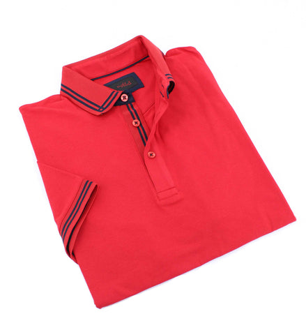 Red Polo With Black Trim Polos EightX