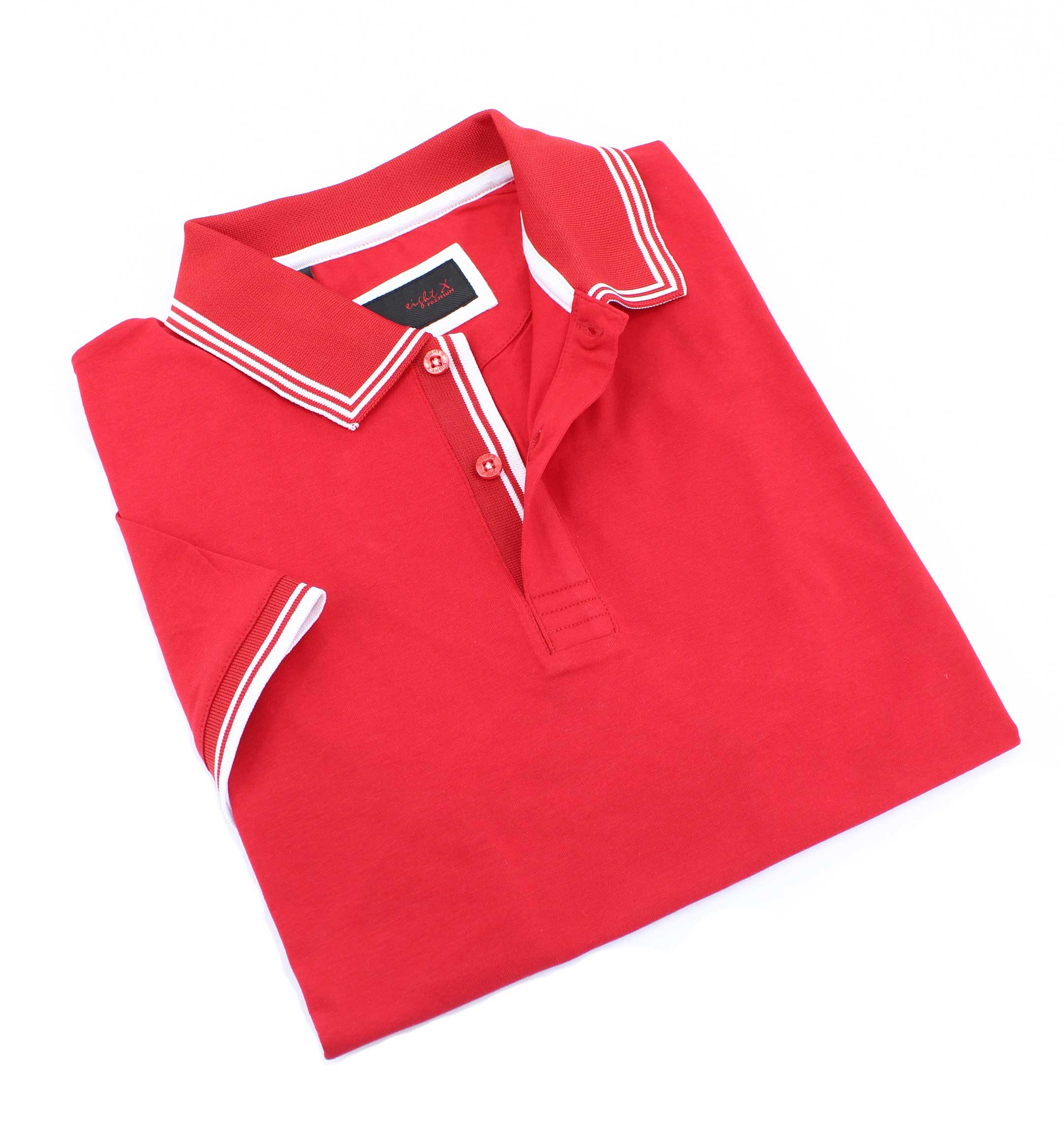 Red Polo With White Trim Design Polos EightX