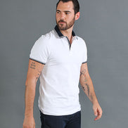 White Polo With Navy Trim Design Polos EightX