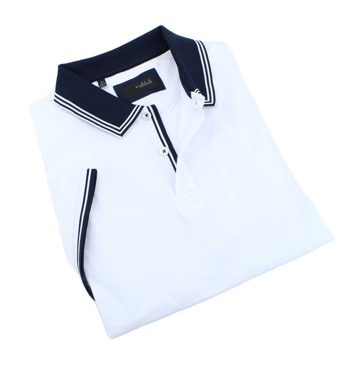 White Polo With Navy Trim Design Polos EightX