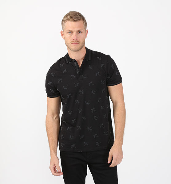 Black Dragonfly Flocking Polo Polos EightX   