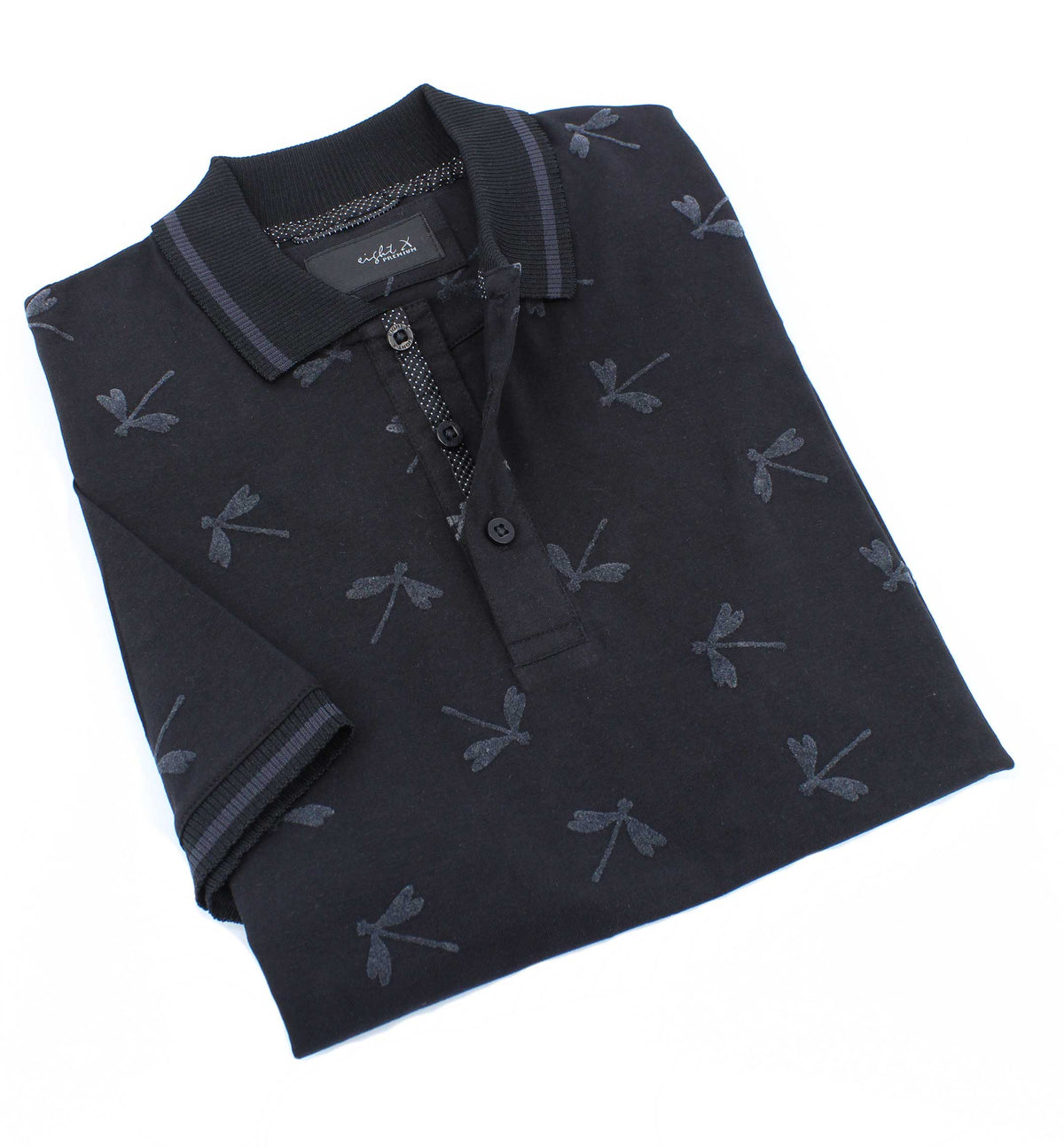 Black Dragonfly Flocking Polo Polos EightX