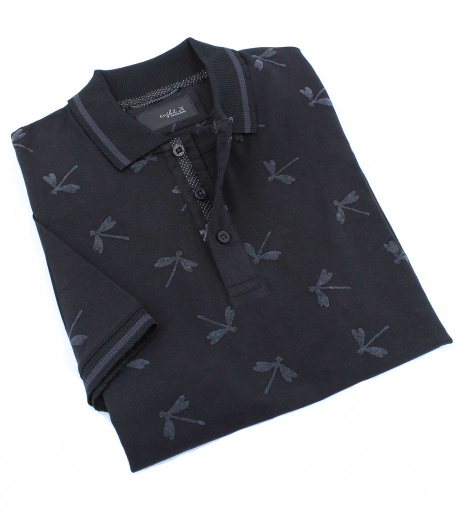 Black Dragonfly Flocking Polo Polos EightX   