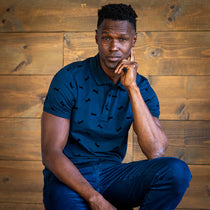 Navy Cheetah Flocking Polo Polos EightX