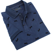 Navy Cheetah Flocking Polo Polos EightX