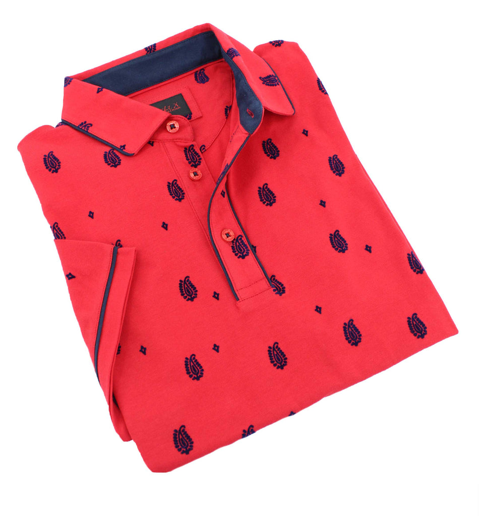 Red Flocking Polo Polos EightX   