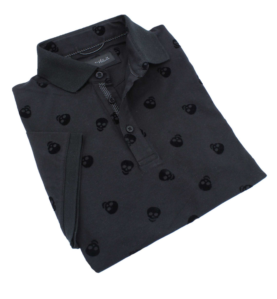 Black Skull Flocking Polo Polos EightX   