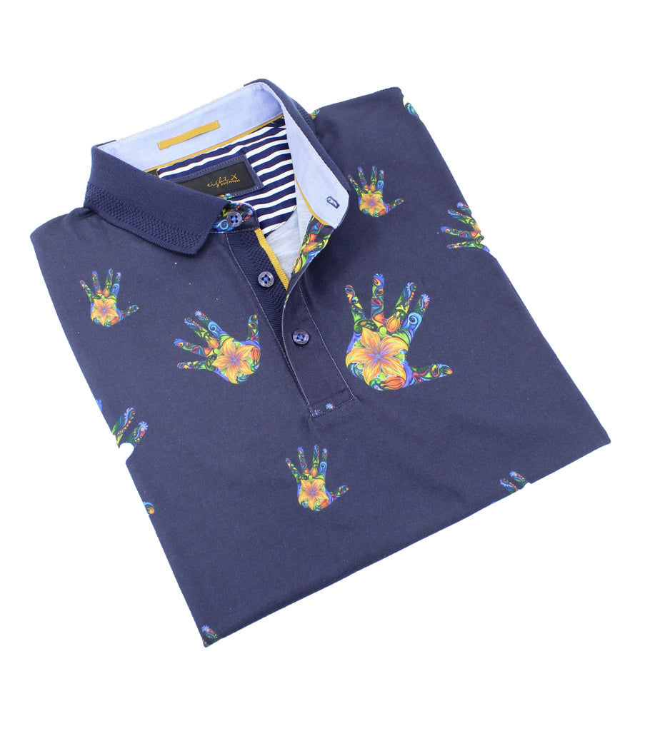 Colorful Floral Palm Print Polo Polos EightX   