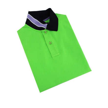 Green Polo with Double Sided Black Collar with Multi colored Stripes Shirts Eight-X