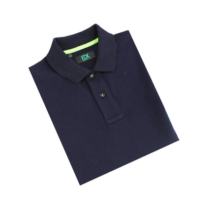 Navy Polo with Double Sided Collar with Stripes Polos Eight-X