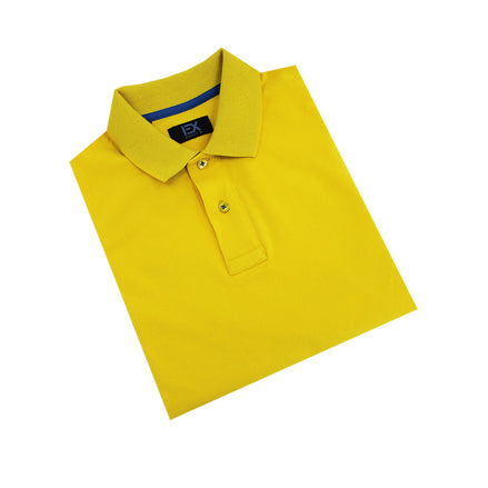 Yellow Polo with Double Sided Collar with Blue and White Ribbed Texture Polos Eight-X