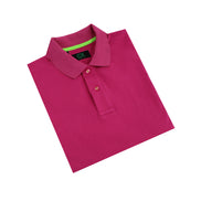 Fuchsia Polo with Double Sided Multi colored Striped Collar Polos Eight-X