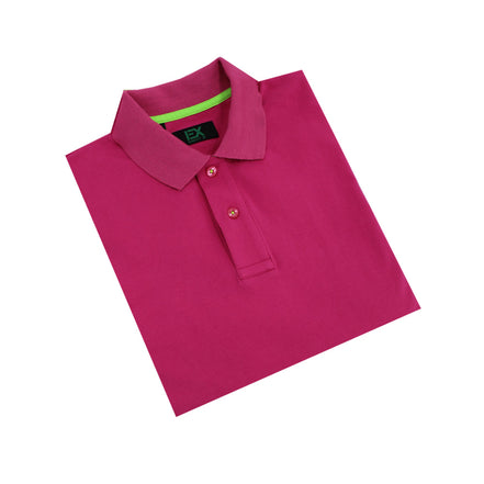 Fuchsia Polo with Double Sided Multi colored Striped Collar Polos Eight-X