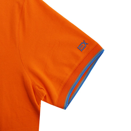 Orange Polo with Double Sided NavyCollar with Multi colored Stripes Polos Eight-X