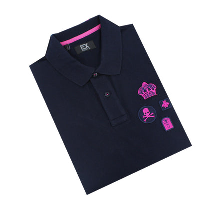 Navy Multi Fuchsia Patch Polo Polos Eight-X