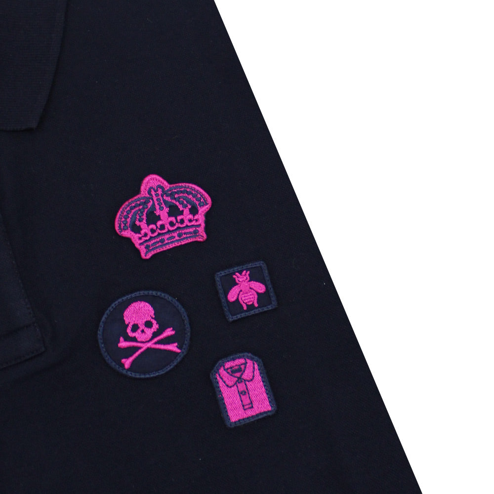 Navy Multi Fuchsia Patch Polo Polos Eight-X