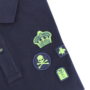 Navy Multi Patch Polo Polos Eight-X   