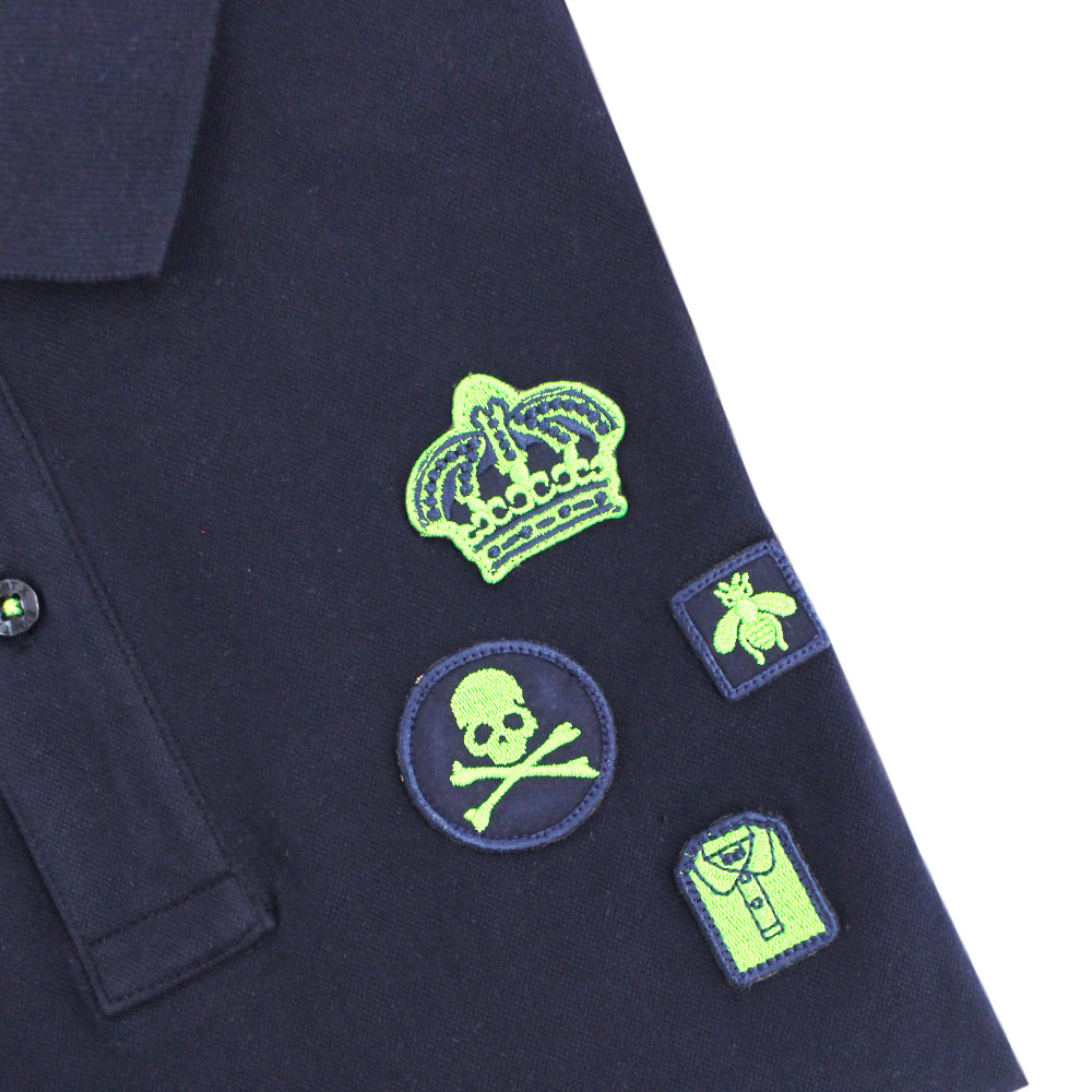 Navy Multi Patch Polo Polos Eight-X   
