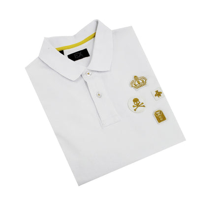 White Multi Patch Polo Polos Eight-X
