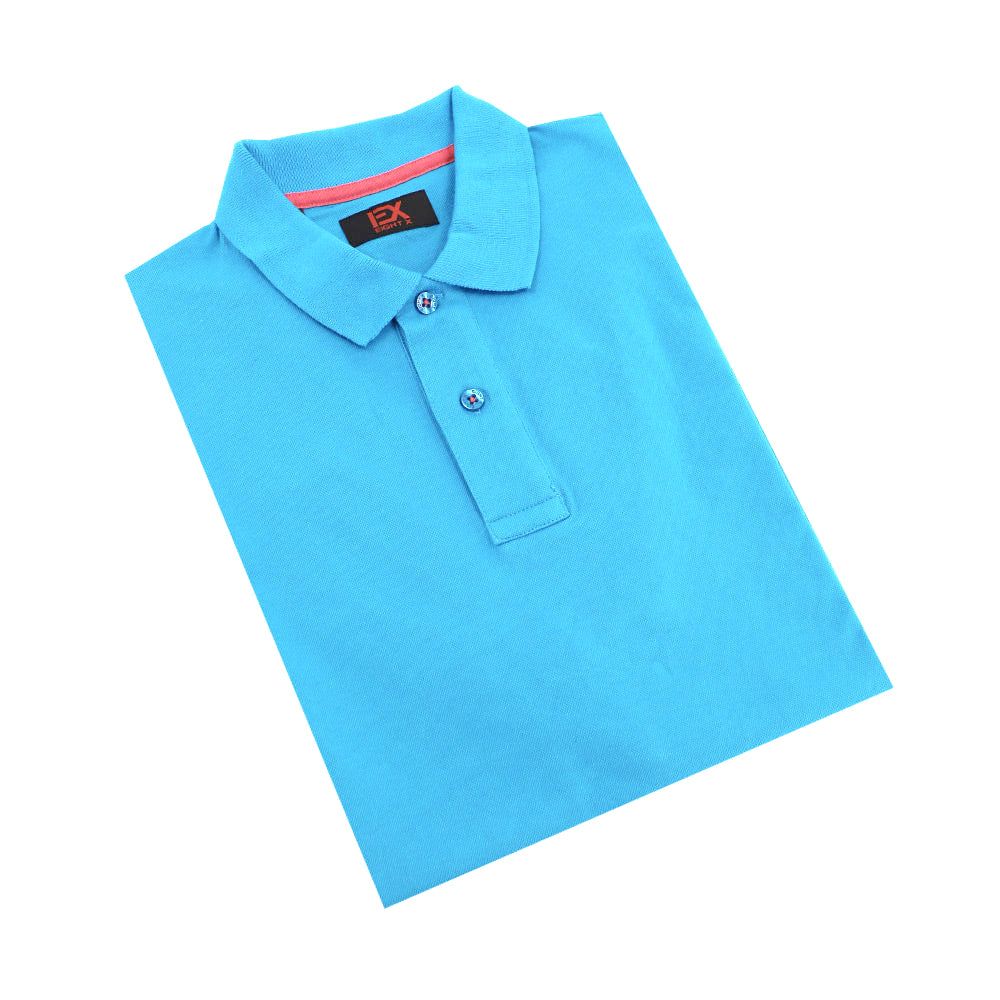Blue Polo with Orange EX Logo Shirts Eight-X