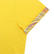Yellow Polo with Double Sided Multi colored Paisley Print Collar Polos Eight-X