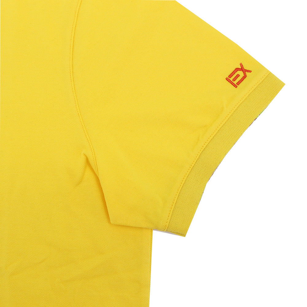 Yellow Polo with Double Sided Multi colored Paisley Print Collar Polos Eight-X