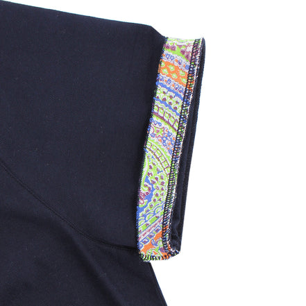 Navy Polo with Double Sided Multi colored Paisley Print Collar Polos Eight-X