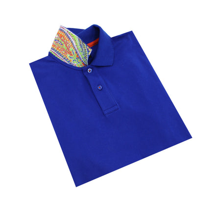 Royal Sax Polo with Double Sided Multi colored Paisley Print Collar Polos Eight-X